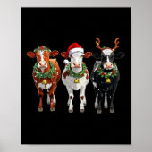Poster Éclairage de Noël de l'éleveur de vache Santa Hat  (Devant)
