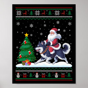 Poster Éclairage de Noël laid Père Noël équitation Alaska