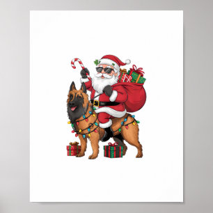 Poster Éclairage de Noël Père Noël équitation berger alle