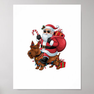 Poster Éclairage de Noël Père Noël équitation Scottish Te