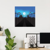 Poster Éclairage De Rue Et Lune (Bureau à domicile)