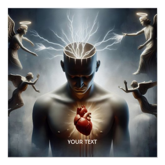 Poster Éclairage du coeur du cerveau mignon Imaginaire (Devant)