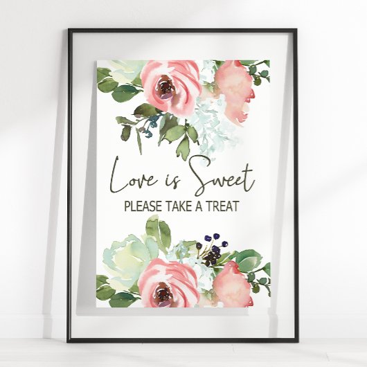 Poster Éclairage et Blush Floral Mariage L'amour est doux