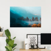 Poster Éclairant une forêt automnale brumeuse (Bureau à domicile)