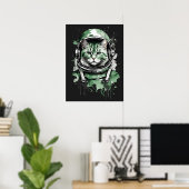 Poster Éclat de chat de l'astronaute vert (Bureau à domicile)