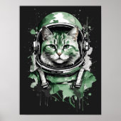 Poster Éclat de chat de l'astronaute vert (Devant)