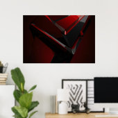 Poster Éclat Géométrique Abstrait Rouge Noir (Bureau à domicile)