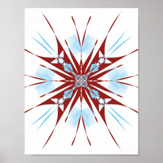 Poster Éclatement d'étoile rouge et bleu délicat en ligne