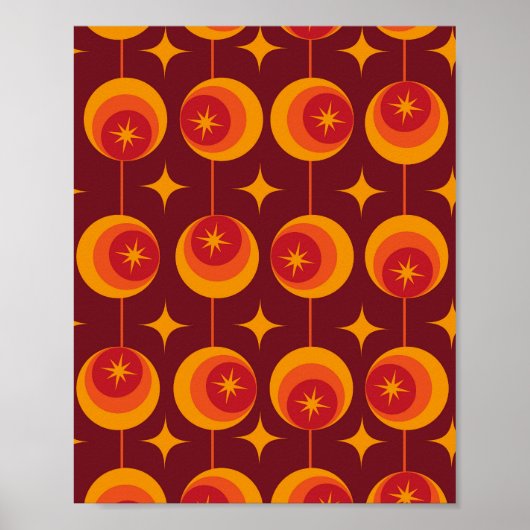 Poster Éclats atomiques de milieu de siècle sur des cercl (Devant)
