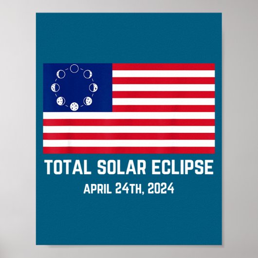 Poster Éclipse 2024 Drapeau États-Unis Funny Américain Éc (Devant)