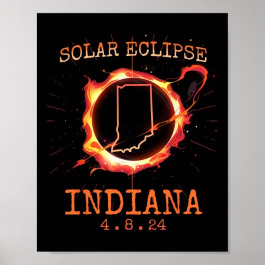 Poster Eclipse 2024 Indiana State Totality Usa Path Souve (Devant)