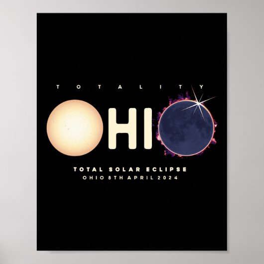 Poster Eclipse 2024 Ohio Total Eclipse Astronomie Graphiq (Devant)