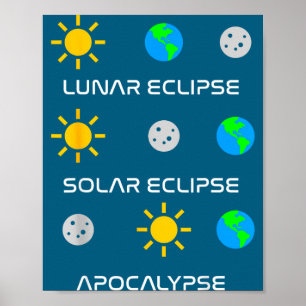 Poster Éclipse lunaire drôle Éclipse solaire Apocalypse