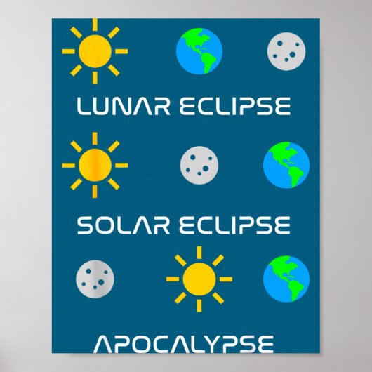 Poster Éclipse lunaire drôle Éclipse solaire Apocalypse (Devant)