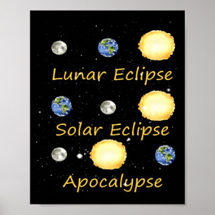 Poster Éclipse lunaire éclipse solaire et apocalypse drôl