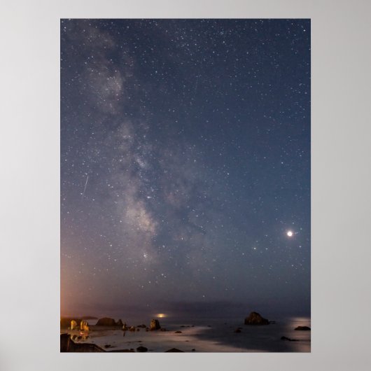 Poster Éclipse lunaire et voie lactée | Bandon Beach Oreg (Devant)