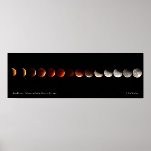Poster Éclipse lunaire totale avec la lune à Perigee (Devant)