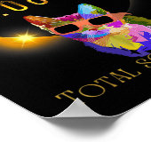 Poster Éclipse solaire 2024 Chat portant un verre Éclipse (Coin)