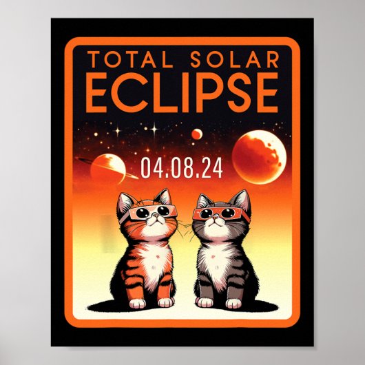 Poster Éclipse solaire 2024 Chats Total Éclipse solaire 4 (Devant)