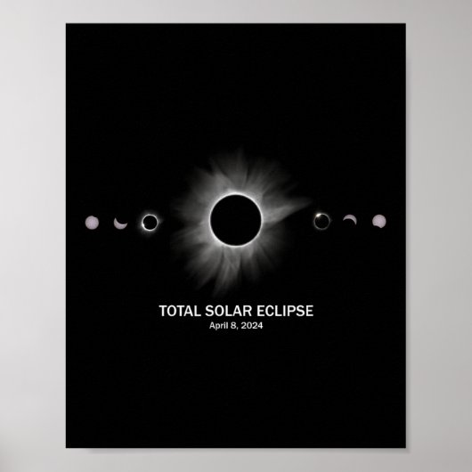Poster Éclipse solaire 2024 Éclipse totale (Devant)