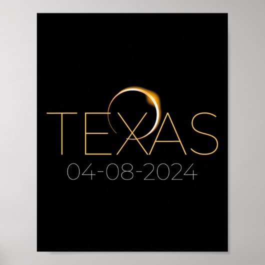 Poster Éclipse solaire 2024 État Texas Total Éclipse sola (Devant)