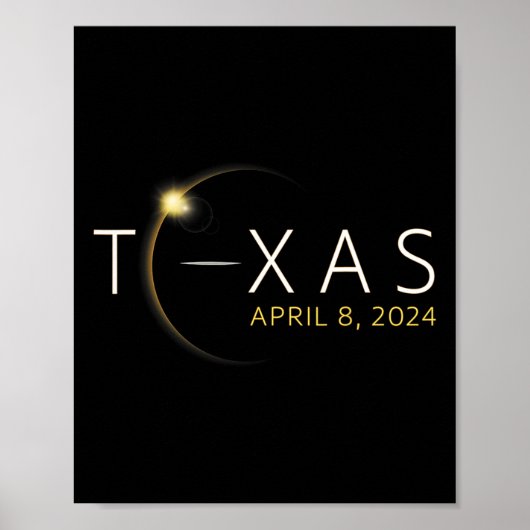 Poster Éclipse solaire 2024 État Texas Total Éclipse sola (Devant)
