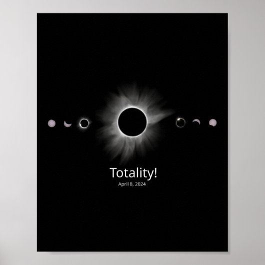 Poster Éclipse solaire 2024 Totalité (Devant)