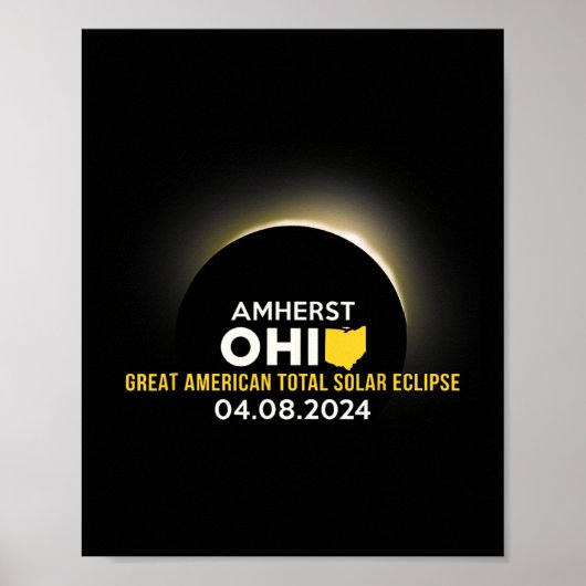Poster Éclipse solaire 2024 Totalité 8 avril (Devant)
