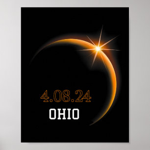 Poster Éclipse solaire 2024 Totalité Ohio Printemps 4.08.