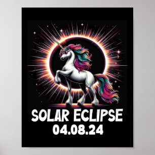 Poster Éclipse solaire 2024 Unicorne portant l'éclipse so