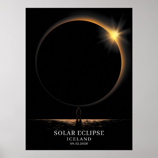 Poster Éclipse Solaire 2026 Islande Céleste (Devant)