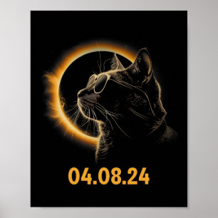 Poster Éclipse Solaire Chat Éclipse Solaire Lunettes Chat