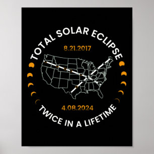 Poster Éclipse Solaire Deux Fois Au Cours De La Vie 2024 