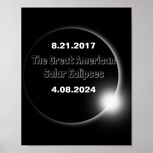 Poster Éclipse solaire double datée 2024 & 2017 (Devant)
