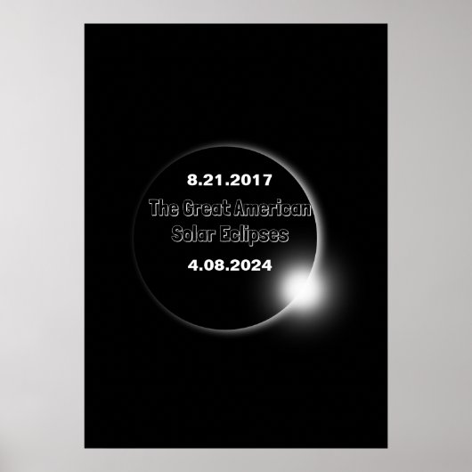 Poster Éclipse solaire double datée 2024 & 2017 (Devant)