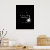 Poster Éclipse solaire double datée 2024 & 2017 (Cuisine)