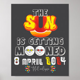 Poster Éclipse solaire drôle de soleil éméché