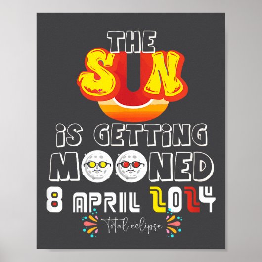 Poster Éclipse solaire drôle de soleil éméché (Devant)