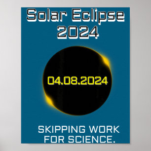 Poster Éclipse solaire drôle en sautant le travail Scienc