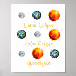 Poster Éclipse Solaire Lunaire Et Apocalypse Drôle S