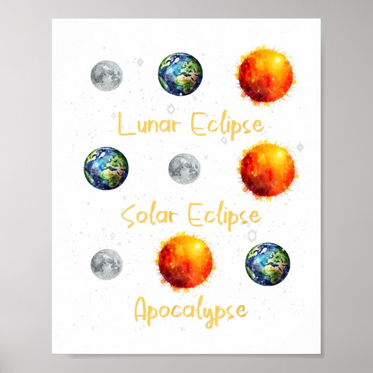Poster Éclipse Solaire Lunaire Et Apocalypse Drôle S (Devant)