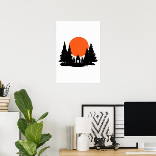 Poster Éclipse solaire sur le temple de la forêt