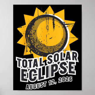 Poster Éclipse solaire totale 12 août 2026 Astronomie Tra