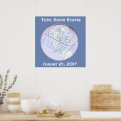 Poster Éclipse solaire totale 2017 Trajectoire globale (Cuisine)