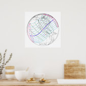 Poster Éclipse solaire totale 2024 Trajectoire globale (Cuisine)