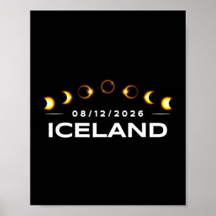 Poster Éclipse solaire totale 2026 Islande Totalité