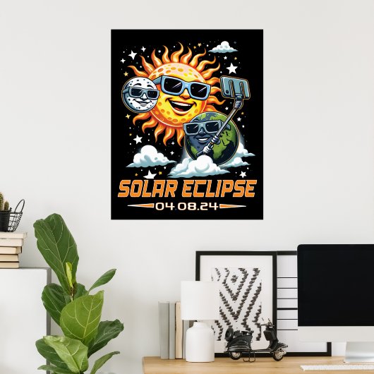 Poster Éclipse solaire totale Avril 2024 (Bureau à domicile)