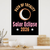 Poster Éclipse solaire totale de 2026 zone de totalité (Cuisine)