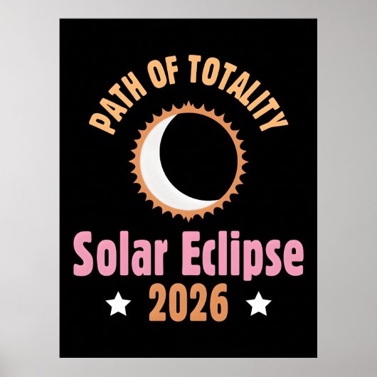 Poster Éclipse solaire totale de 2026 zone de totalité (Devant)