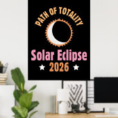 Poster Éclipse solaire totale de 2026 zone de totalité (Bureau à domicile)